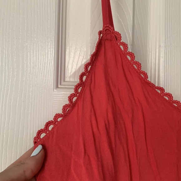 Maurices coral embroidered peplum top. Sz L - Picture 8 of 10